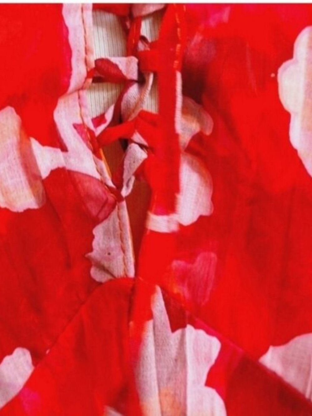 Torrid Cottagecore Boho babydoll Red Floral  Pockets Midi Dress Sz 1X - Picture 10 of 10